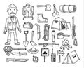 Vector set of camping icons. Royalty Free Stock Photo