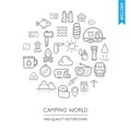 Vector Set of Camping Modern Flat Thin Icons Inscribed in Round Royalty Free Stock Photo