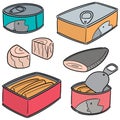 Vector set of canned fish