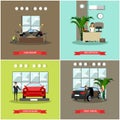 Vector set of car shop posters in flat style Royalty Free Stock Photo