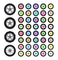 Vector set of car tire and alloy wheel Royalty Free Stock Photo