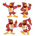 Cardinal Sport Mascot in Vintage Retro Hand Drawn Style