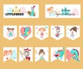 Vector set of cards with medieval knight, princess, dragon and quotes