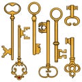 Vector Set of Cartoon Antique Keys.