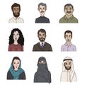 Vector Set of Cartoon Arabian Faces