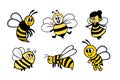 Vector set of cartoon bees. Isolated on a white background. Royalty Free Stock Photo