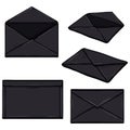 Vector Set of Cartoon Black Envelopes