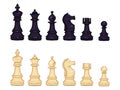 Vector Set of Cartoon Black and White Chess Pieces. Royalty Free Stock Photo