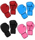 Vector Set of Cartoon Boxing Gloves Royalty Free Stock Photo