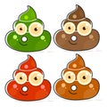 Set of Cartoon Brown Poop. Shit Variations