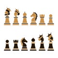 Vector set of cartoon chess pieces: king, queen, bishop, knight, rook, pawn