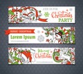 Vector set of cartoon Christmas banners. Royalty Free Stock Photo