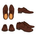 Vector Set of Cartoon Classical Shoes. Views Variations.