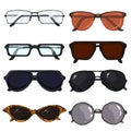 Vector Set of Cartoon Glasses and Sunglasses Royalty Free Stock Photo