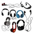 Vector Set of Cartoon Color Headphones