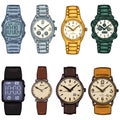 Vector Set of Cartoon Color Wrist Watches