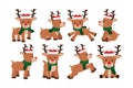 Vector set cartoon cute reindeer isolated Royalty Free Stock Photo