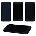 Vector Set of Cartoon Dark Blue Smart Phone Illustrations. Front and Back View. Royalty Free Stock Photo