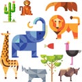Vector Set Of Cartoon Different Animals Isolated