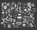 Vector set of cartoon doodle icons Cinema Royalty Free Stock Photo