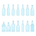 Vector Set of Cartoon Empty Blue Glass Bottles Illustrations Royalty Free Stock Photo