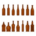 Vector Set of Cartoon Empty Brown Glass Bottles Illustrations Royalty Free Stock Photo