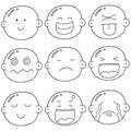 Vector set of cartoon face