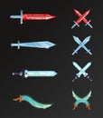 Vector set of cartoon fantasy and epic swords