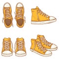 Vector Set of Cartoon High Gumshoes. Side, Top and Front Views.