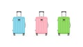 Vector set of cartoon illustration of colorful suitcases isolated on white background. Royalty Free Stock Photo