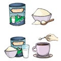 Vector set of cartoon illustration of milk powder