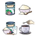 Vector set of cartoon illustration of milk powder