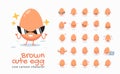 Vector set of cartoon images of Brown Egg. Vector Illustration