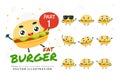 Vector set of cartoon images of Burger. Part 1 Royalty Free Stock Photo