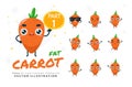 Vector set of cartoon images of Carrot. Part 1