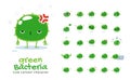 Vector set of cartoon images of Green Bacteria. Vector Illustration Royalty Free Stock Photo