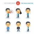 Vector set of cartoon images of Male Doctor. First Set. Isolated Vector Illustration