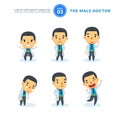 Vector set of cartoon images of Male Doctor. Third Set. Isolated Vector Illustration