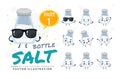 Vector set of cartoon images of Salt Bottle. Part 1