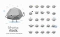 Vector set of cartoon images of Stone. Vector Illustration