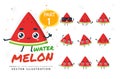 Vector set of cartoon images of Triangle Watermelon. Part 1