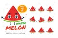 Vector set of cartoon images of Triangle Watermelon. Part 2