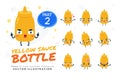 Vector set of cartoon images of Yellow Sauce Bottle. Part 2