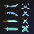 Vector set of cartoon medieval swords