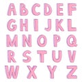 Vector Set of Cartoon Pink Letters. English Alphabet.