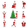 Vector set cartoon Santa Claus ready for Christmas Royalty Free Stock Photo