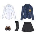 Vector Set of Cartoon School Girl Uniform Royalty Free Stock Photo