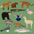 Vector set of cartoon south american animals