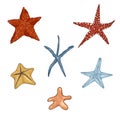Vector Set of Cartoon Starfishes