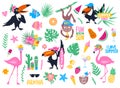 Vector set with cartoon tropical elements